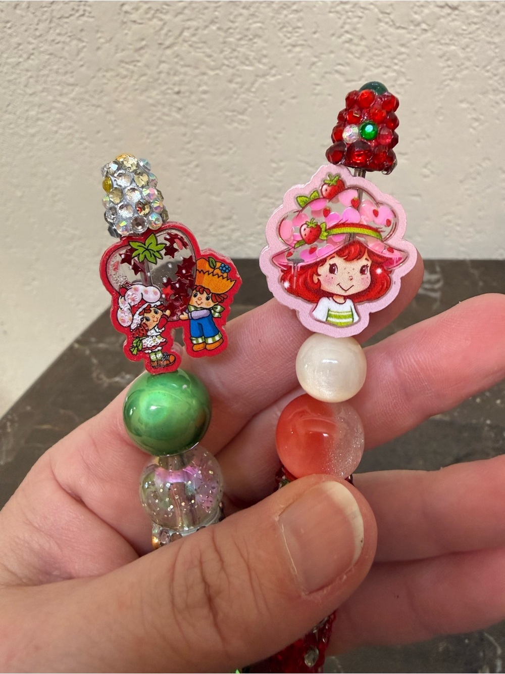Strawberry Shortcake and Friends Colorful Rhinestone Beaded Pen Set Handmade